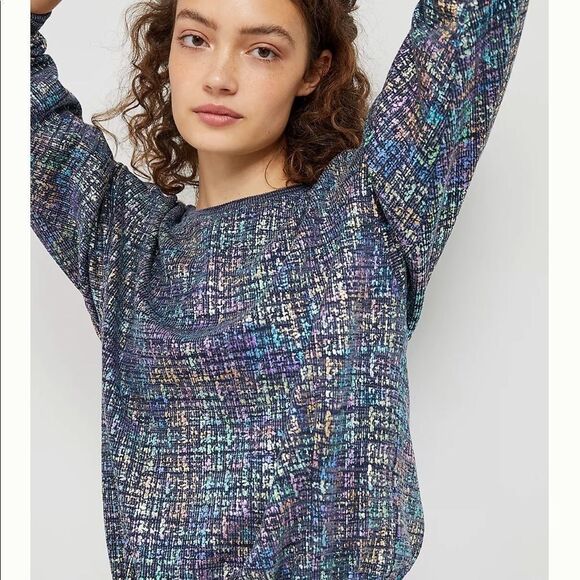 New Anthropologie Eva Franco Jackson Shimmer Sweatshirt Small #080 - Picture 1 of 4